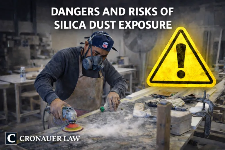 Trabajador de encimeras expuesto a polvo de sílice al cortar piedra artificial
